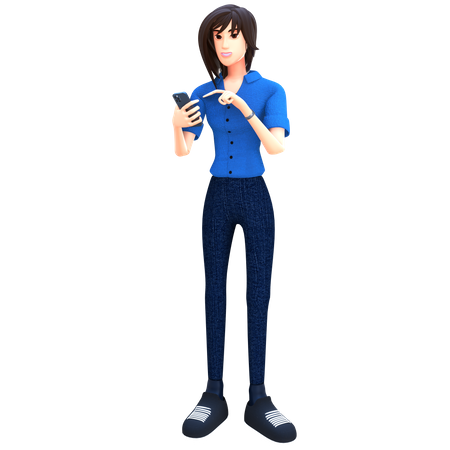 Jovem usando celular e assistindo no celular  3D Icon