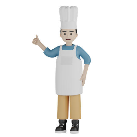 Joven chef mostrando los pulgares para arriba  3D Illustration