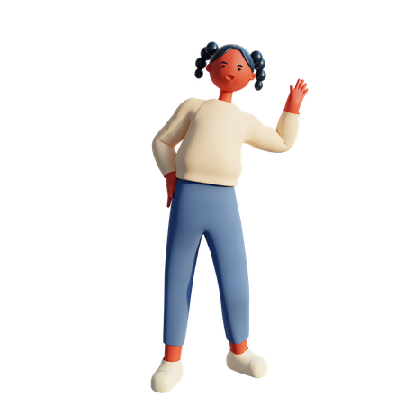 Personaje 3d de niña joven  3D Illustration