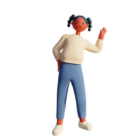 Personaje 3d de niña joven  3D Illustration