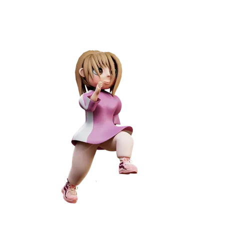 Niña corriendo  3D Illustration