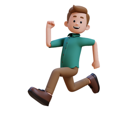 Joven corriendo con una sonrisa  3D Illustration