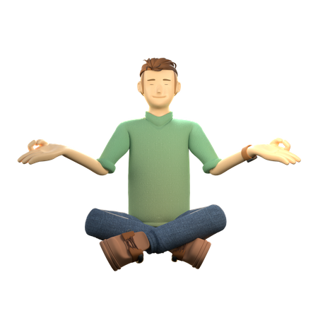 Joven dando pose de meditación  3D Icon