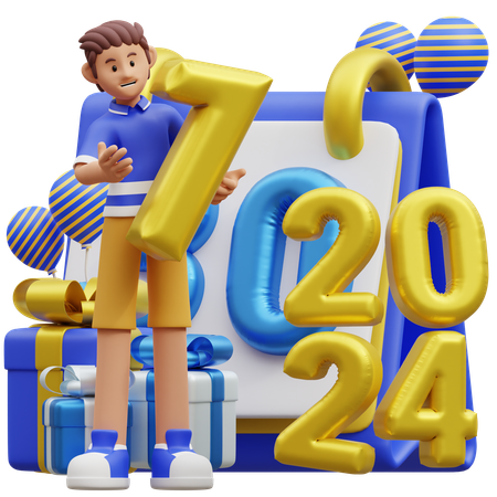 Joven de pie con calendario  3D Illustration