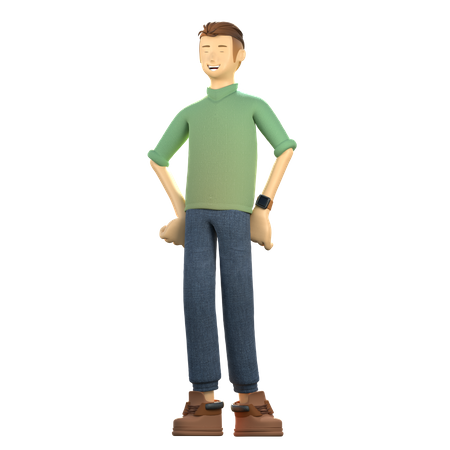 Joven de pie con confianza  3D Icon