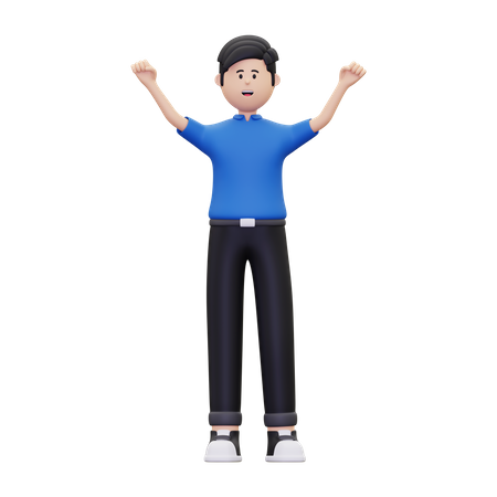Joven de pie mientras está emocionado  3D Icon