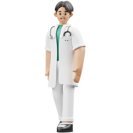 Doctor joven caminando  3D Illustration