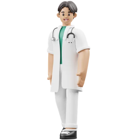 Doctor joven caminando  3D Illustration