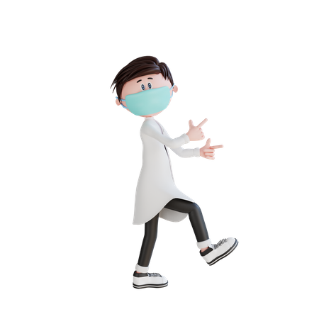 Doctor joven dando pose divertida  3D Illustration