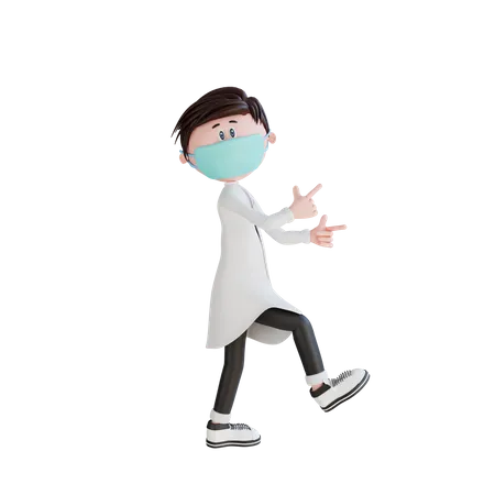 Doctor joven dando pose divertida  3D Illustration