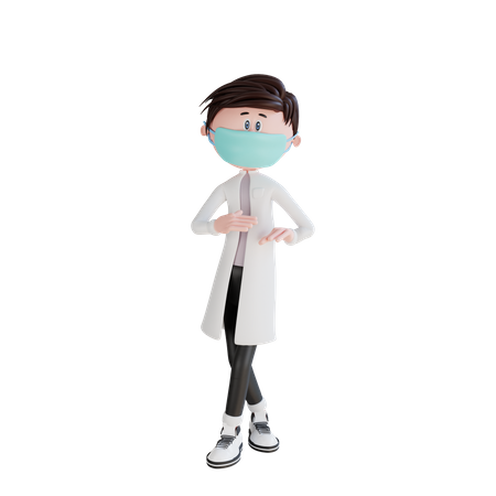 Doctor joven de pie con pose de piernas cruzadas  3D Illustration