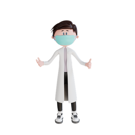 Doctor joven mostrando pose de pregunta  3D Illustration