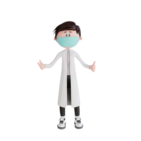 Doctor joven mostrando pose de pregunta  3D Illustration