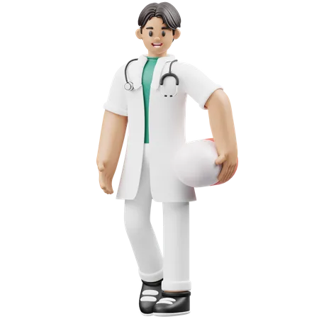 Doctor joven trae medicina  3D Illustration