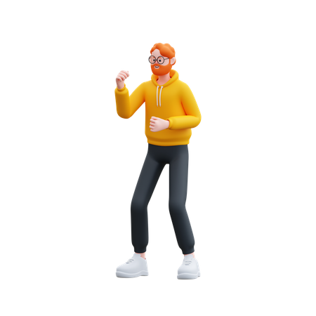 Joven emocionado y celebra el éxito.  3D Icon