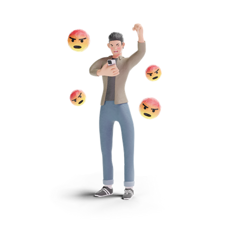 Hombre joven enojado  3D Logo