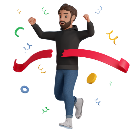 Joven gana la carrera  3D Icon