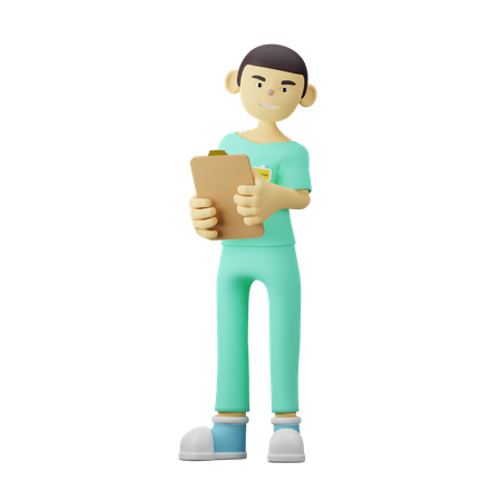 Doctor joven con informe médico  3D Illustration