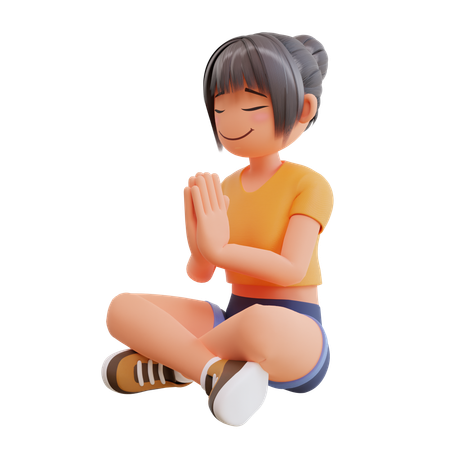 Joven haciendo chica meditando  3D Illustration