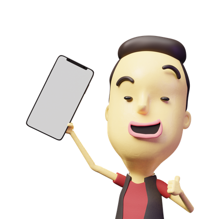 Joven mostrando la pantalla del móvil  3D Icon