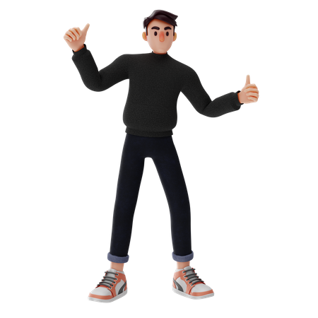 Joven mostrando los pulgares hacia arriba  3D Icon