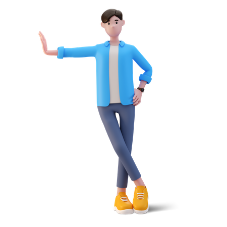 Hombre joven de pie en pose magra  3D Illustration