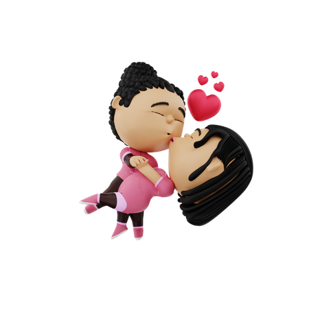 Joven pareja besándose  3D Icon