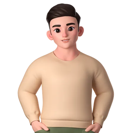 Joven posando con la mano en el bolsillo del pantalón  3D Illustration