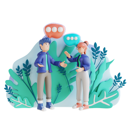 Joven y mujer hablando  3D Illustration