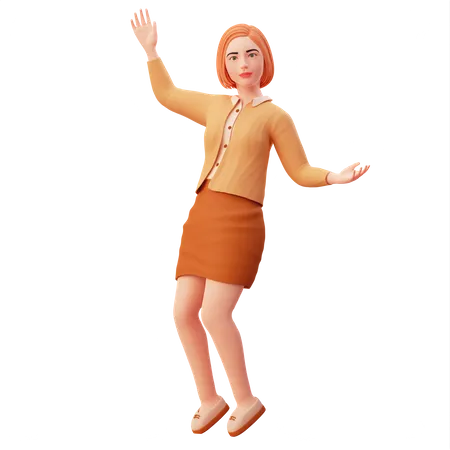 Señorita hacer pose de baile funky  3D Illustration