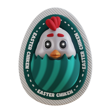 Oeuf de Pâques au poulet  3D Sticker