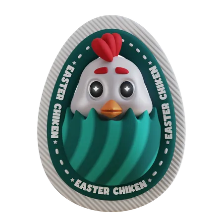 Oeuf de Pâques au poulet  3D Sticker