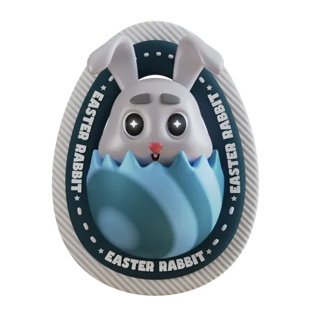 Oeuf de Pâques de lapin  3D Sticker