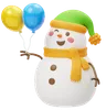 Joyeux bonhomme de neige avec des ballons volants