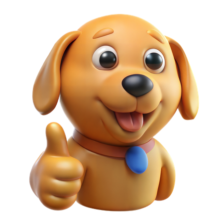 Joyeux chien pouce levé  3D Icon