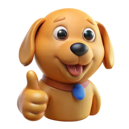 Joyeux chien pouce levé  3D Icon