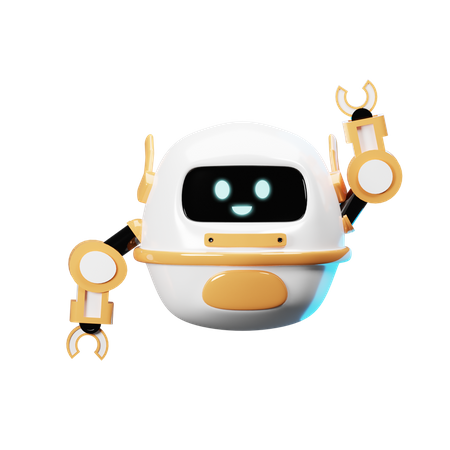 Robot heureux, dis bonjour  3D Illustration