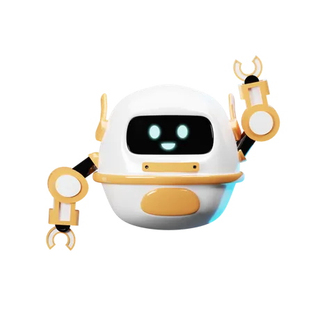 Robot heureux, dis bonjour  3D Illustration