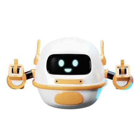 Robot heureux, dis bonjour  3D Illustration