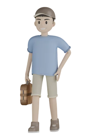 Touriste heureux  3D Illustration