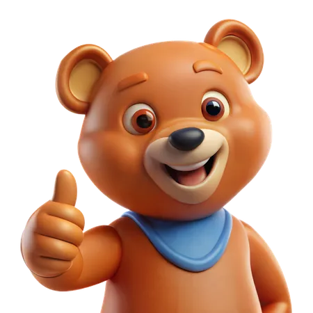 Joyful Bear Thumbs Up  3D Icon