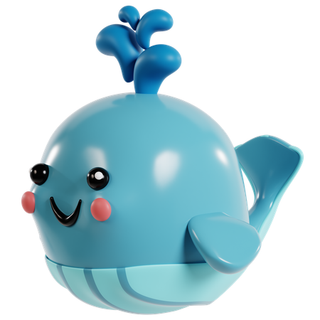 Joyful Blue Whale  3D Icon