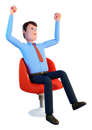 Joyful businessman celebrating at office  3D Icon