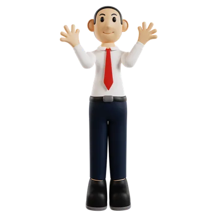 Joyful Businessman Figurine  3D Illustration