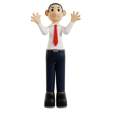 Joyful Businessman Figurine  3D Illustration