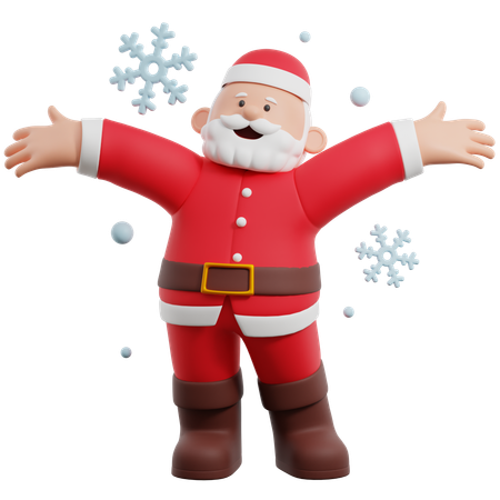 Joyful Santa Claus With Snowflakes  3D Illustration