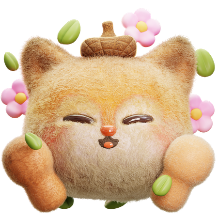 Joyful Squirrel with Flowers  3D Icon