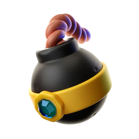 Bomba Negra Apagada Con Cinta Amarilla Y Gema En 3 D Estilizado 3D Illustration