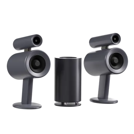 Conjunto de altavoces y woofer  3D Illustration