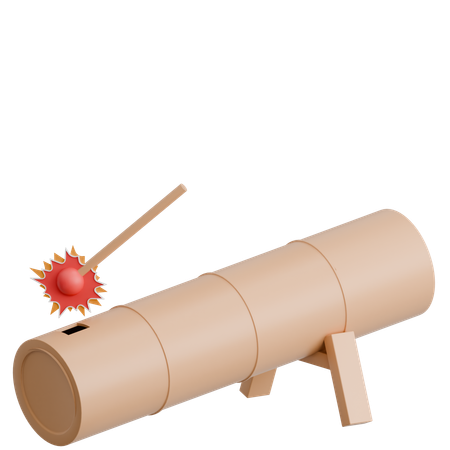 Juego de cañón de bambú tradicional indonesio  3D Icon